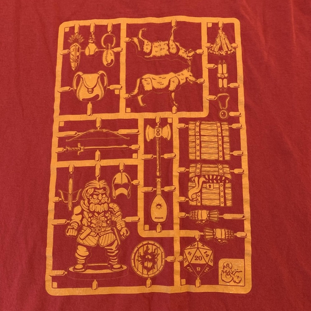 Dungeons & Dragons Shirt Mens Large Red Graphic‎ Dwarf Miniatures RPG Tee
